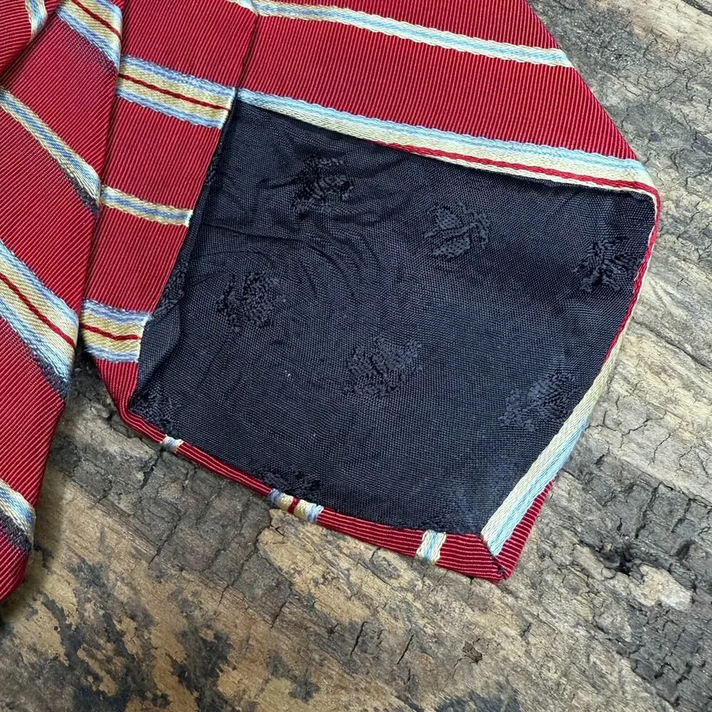 Brooks Brothers Men’s Red Striped Silk Cotton Tie 4” x 56” Classic Prep Style